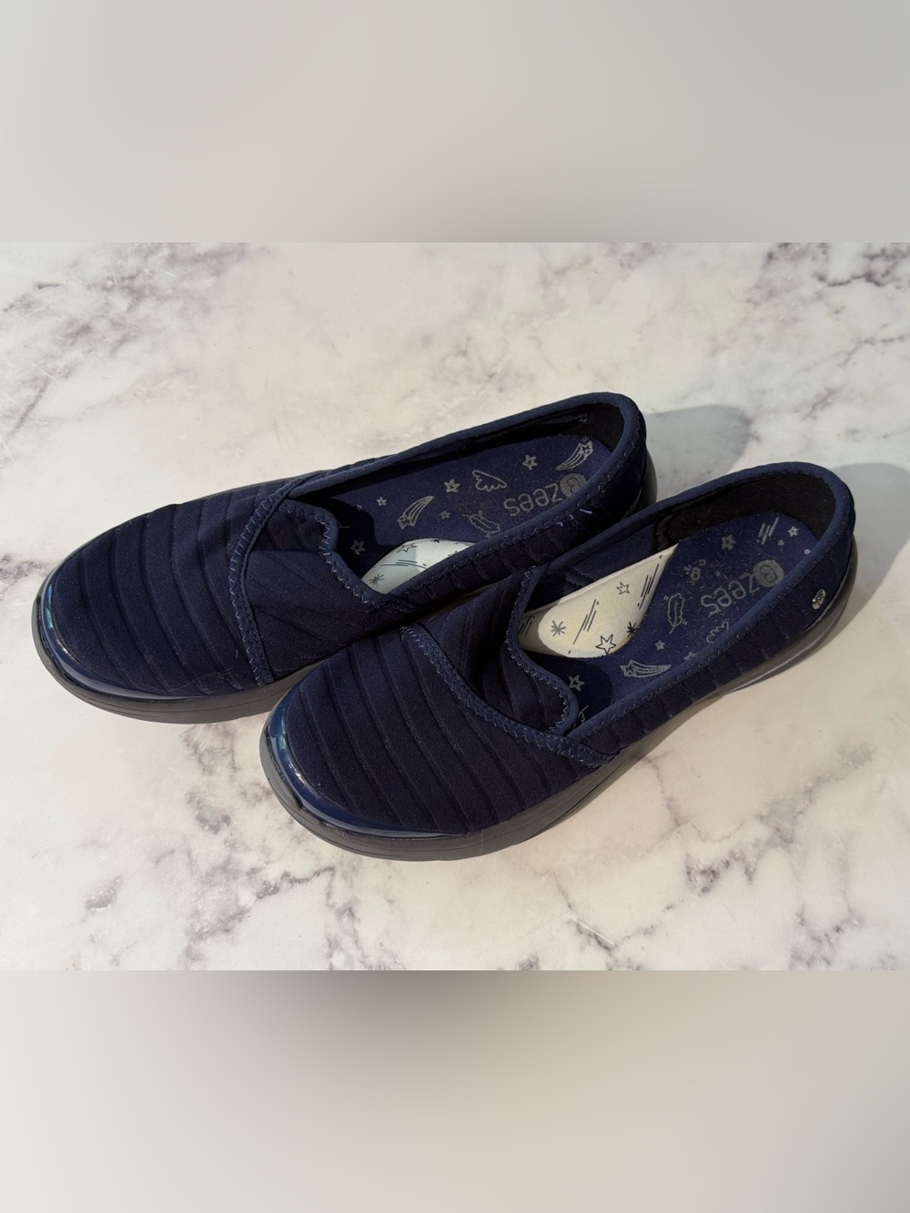 Bzees Women’s Navy Quilted Slip-On Sneakers - 7.5